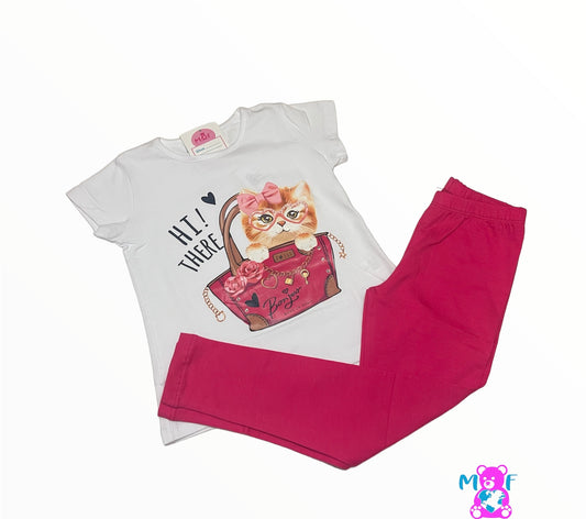 Comprar conjunto de leggins y camiseta para niñas. Color rosa. Marca Isabela. Temporada primavera-verano.