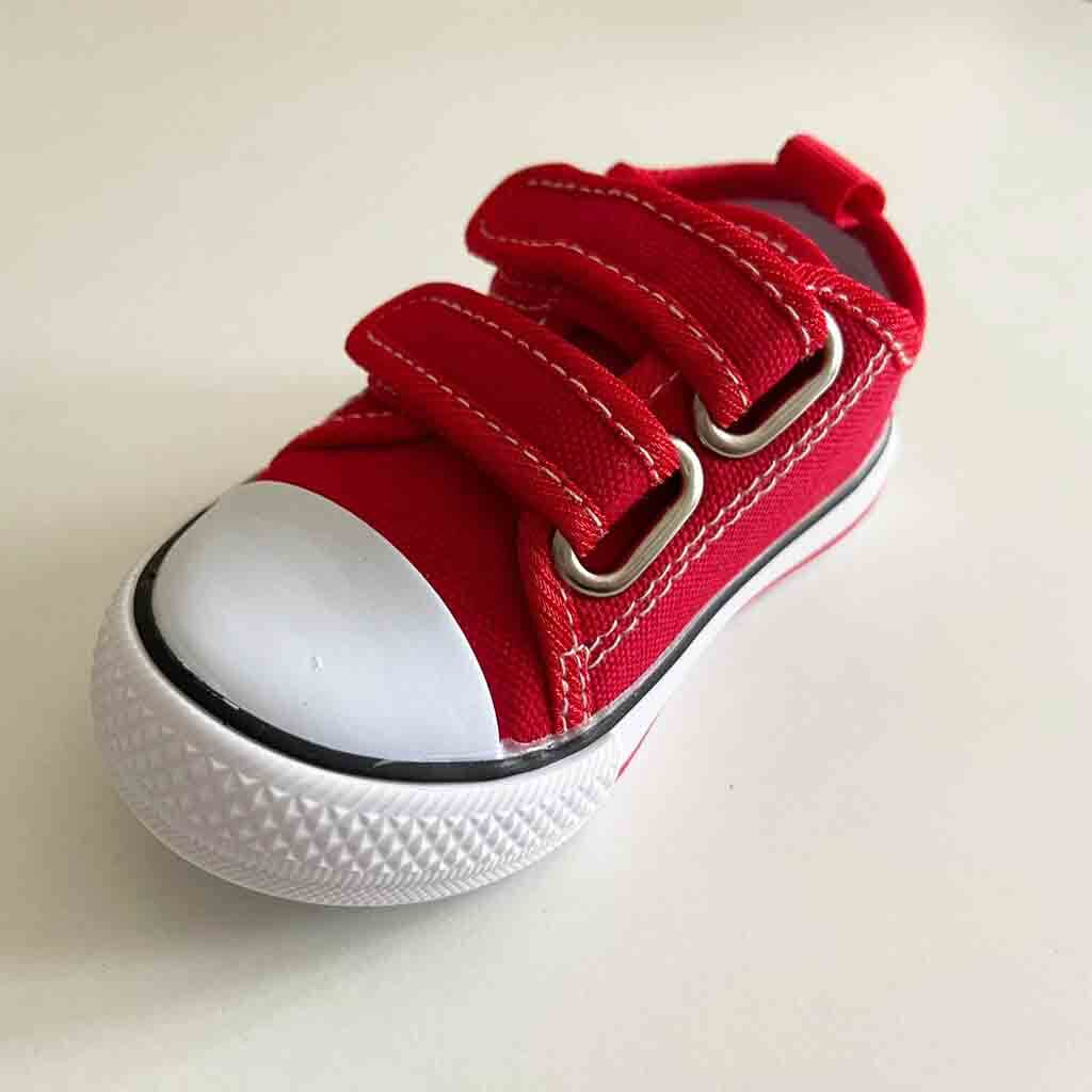 Comprar zapatillas de lona con velcro para bebé niño o niña. Marca Bubble Bobble. Color rojo.