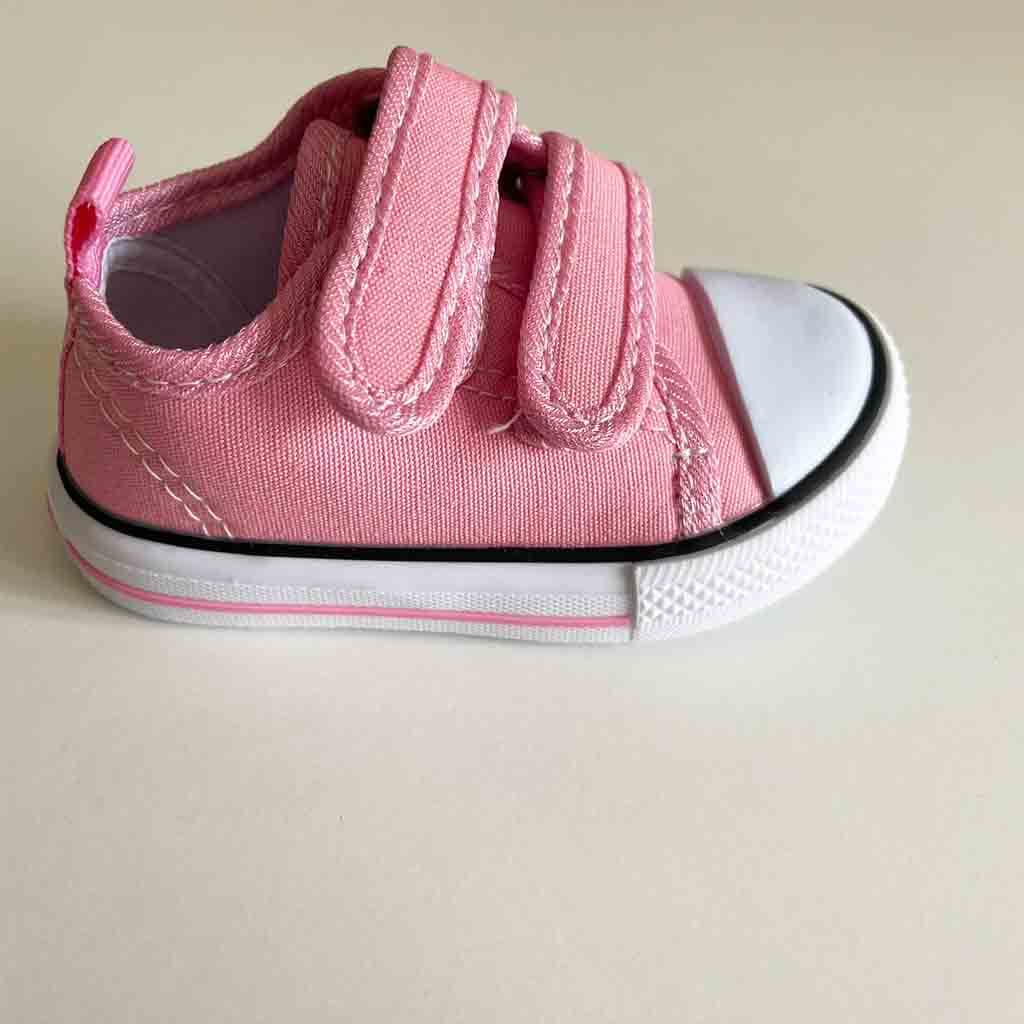 Comprar zapatillas de lona con velcro para bebé niño o niña. Marca Bubble Bobble. Color rosa.