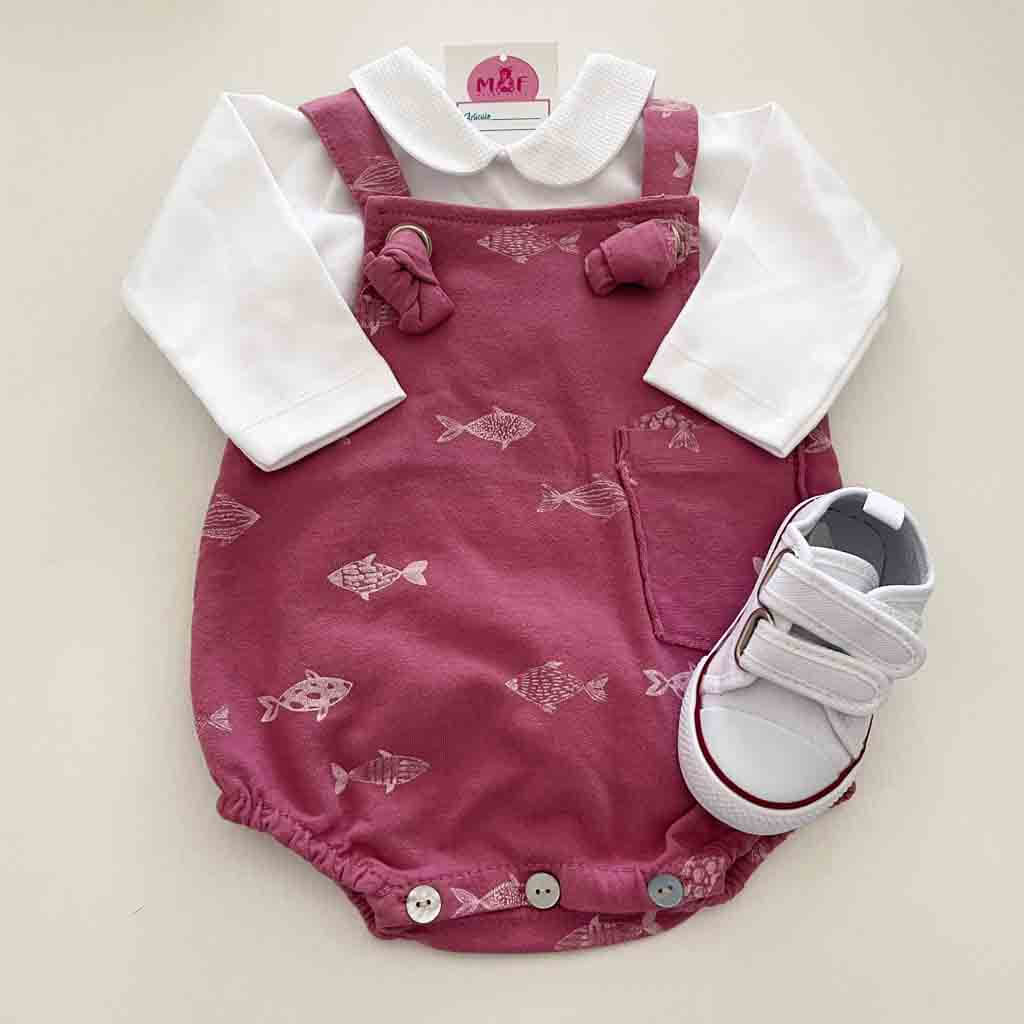 Comprar ranita de algodón para bebés y recién nacidas niñas y niños. Temporada Primavera-Verano. Color rosa oscuro.