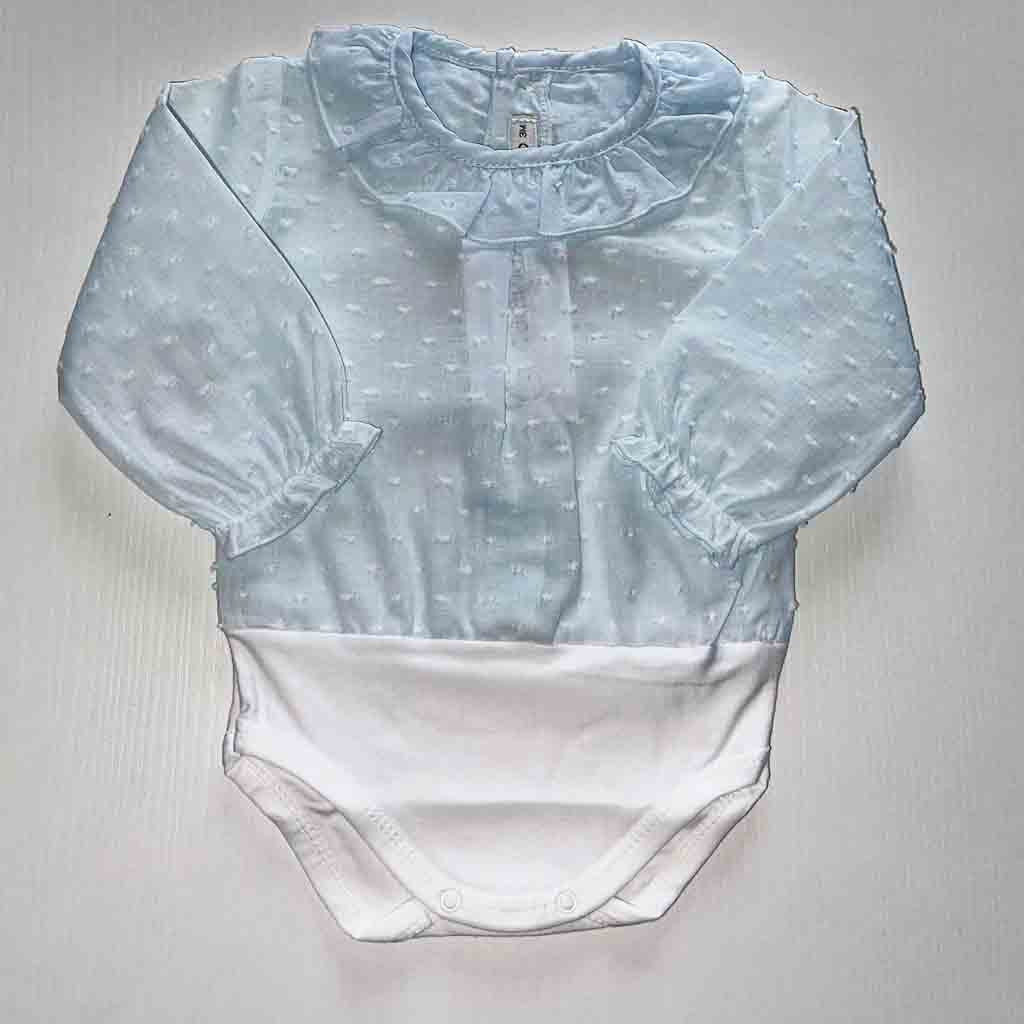 Comprar body para recién nacido niño y niña. Primavera Verano. Material algodón. Marca Calamaro Baby. Color azul celeste.