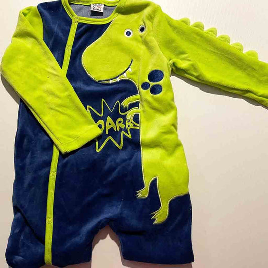 Comprar online pijama divertido de dinosaurio de invierno para bebé. Marca Yatsi. Color azul y verde.