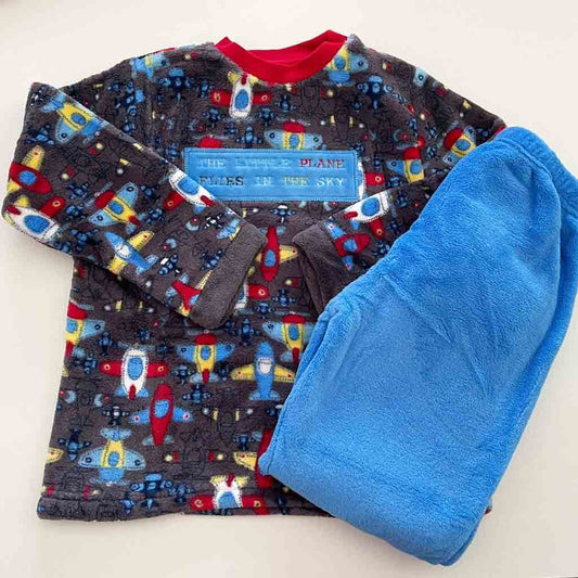 Comprar pijama divertido para bebé niño e infantil. Motivos aviones. Color gris y azul.