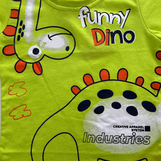 Comprar conjunto de algodón con estampado de dinosaurios. Detalle de dinosaurio en camiseta. Ideal para la temporada de Primavera-Verano. 
