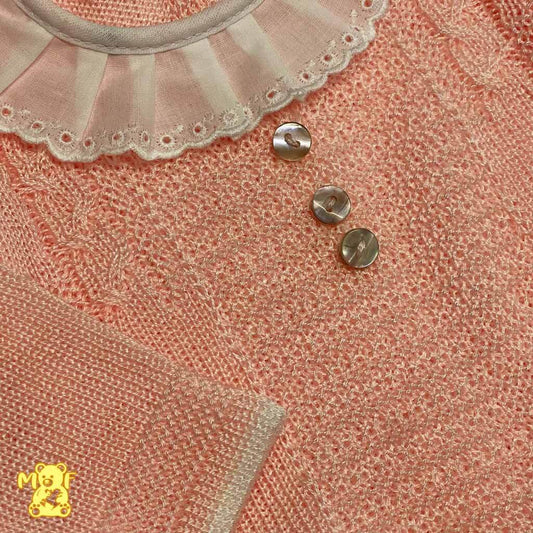 Conjunto 3 piezas de hilo en color Rosa para recién nacidos