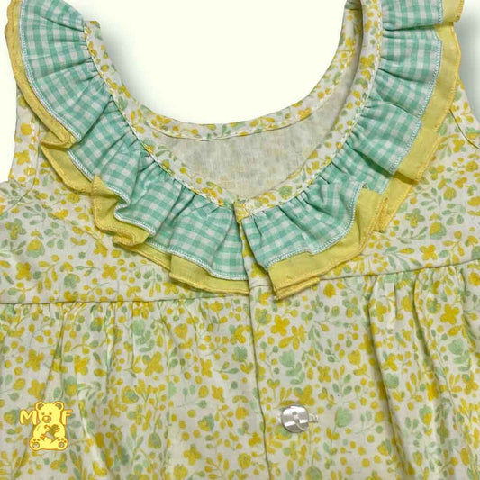 Comprar vestido Mesina de la colección de Calamaro. Color amarillo. Detalle doble volante. Temporada primavera verano. 